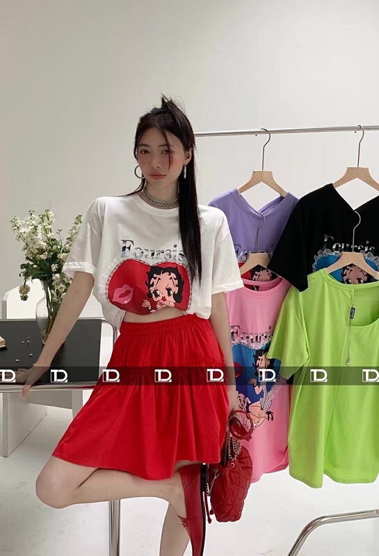 [original by tangdou] mesh lace backless chain short sleeve T-shirt (T-shirt only) 9680\wtt