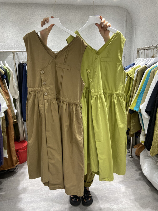 [starting point] V-neck pleated lady dress 3630\l