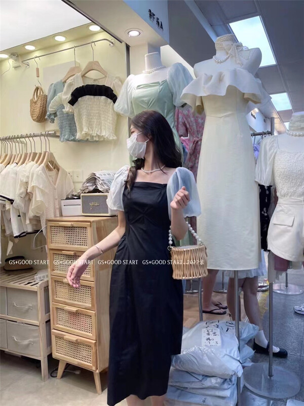 [gs.good star] Korean Ladies' bubble sleeve waist dress 22308\hjy