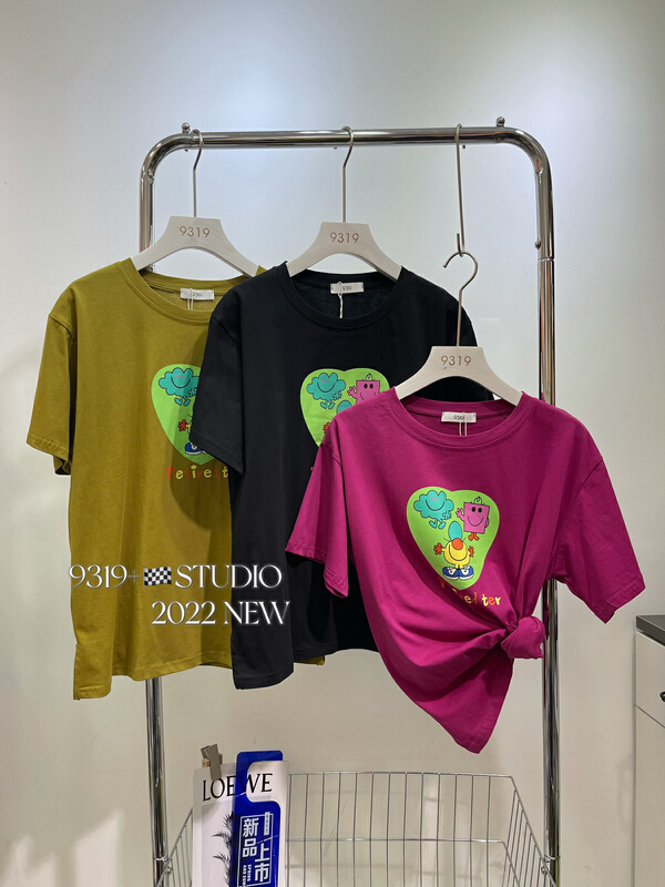 Original price 20.30! [9319] love cartoon printed comfortable short sleeve T-shirt (T-shirt only) 311\l