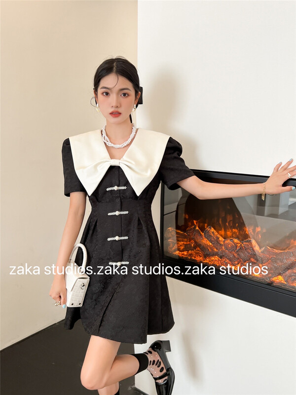 [Zaka] color blocking lady dress 58297\ll