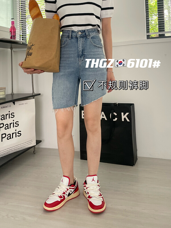 [fairy tale princess] cropped jeans shorts with irregular rough edges 6101\hjy