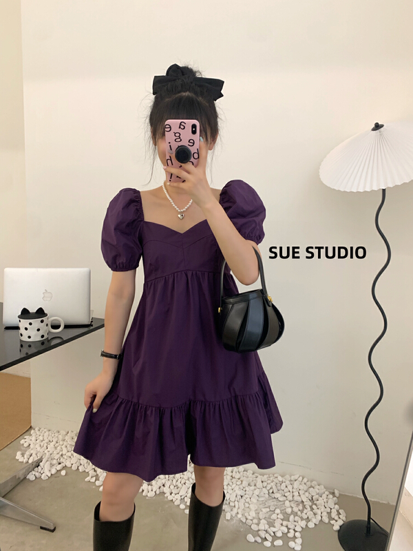 [Sue studio] Korean sweet bubble sleeve princess dress 22290\zjy