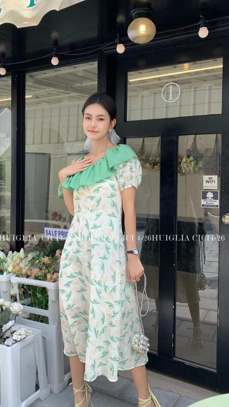 [huiglia clcl] off shoulder style fresh Ruffle Dress ys1-8025\zjy