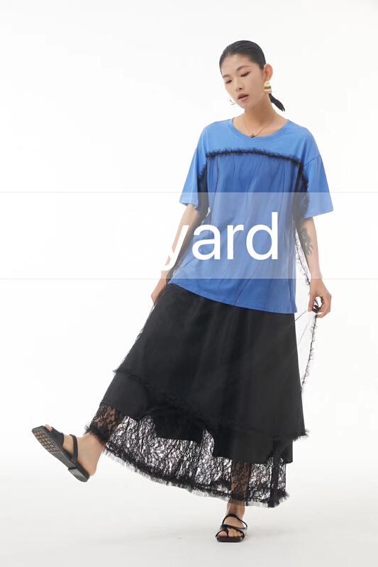 [cyard] casual simple personalized yarn blocking short sleeve T-shirt 81232\l