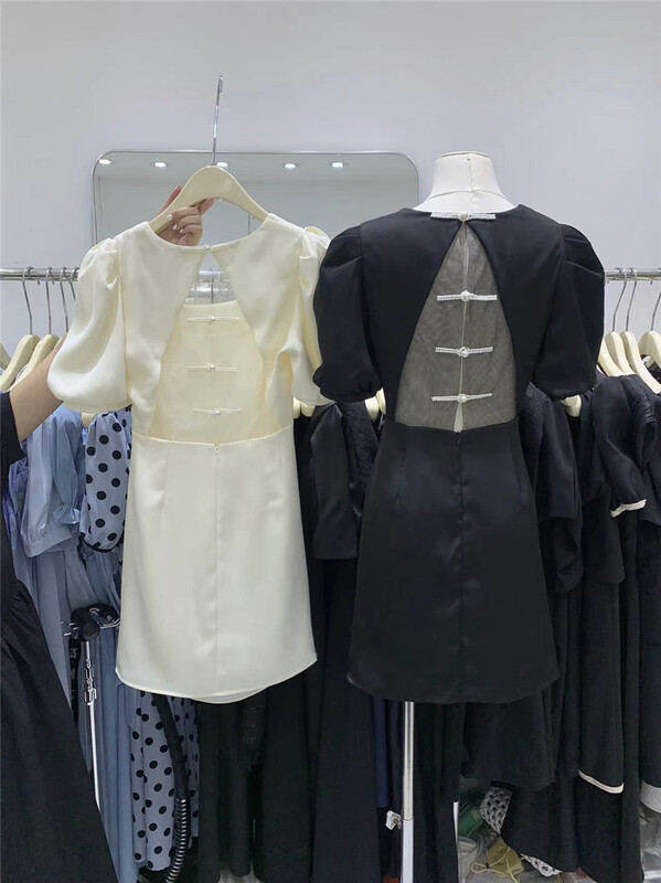 [u.me] temperament backless bubble sleeve dress 18870\hjy
