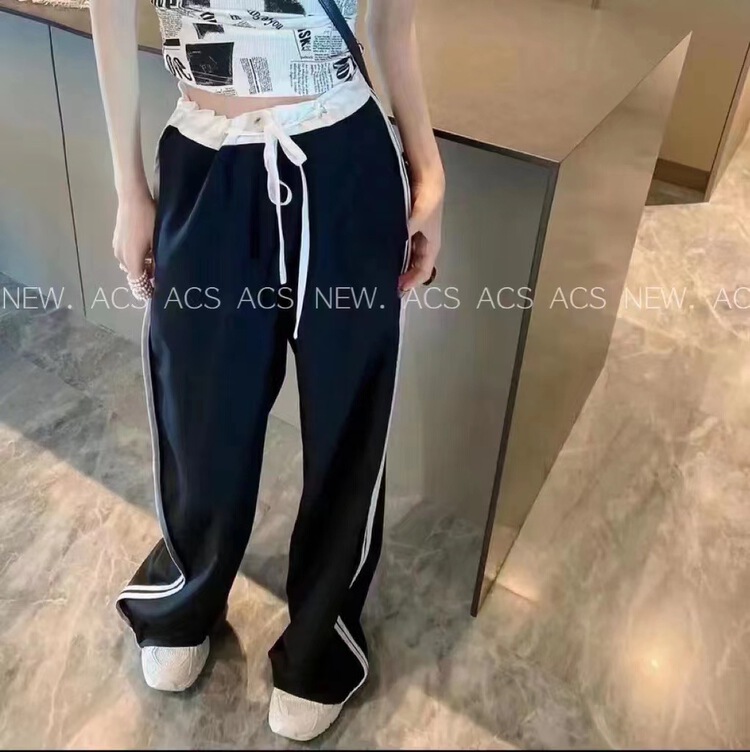 [w+] color blocking lace up casual pants 5031\wtt