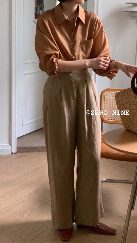 [zero-nine] solid color versatile pleated casual pants 9320\zjy