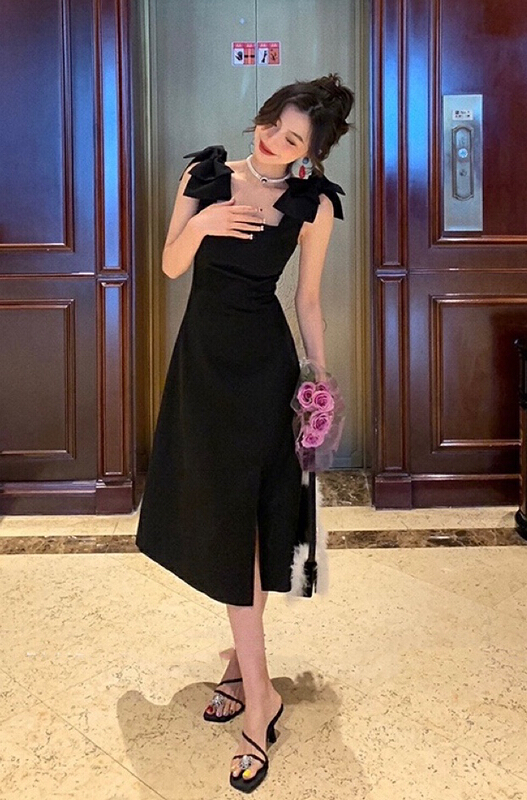 [JH] net red Xiaoxiang bowknot long dress (dress only) 41827\pcz