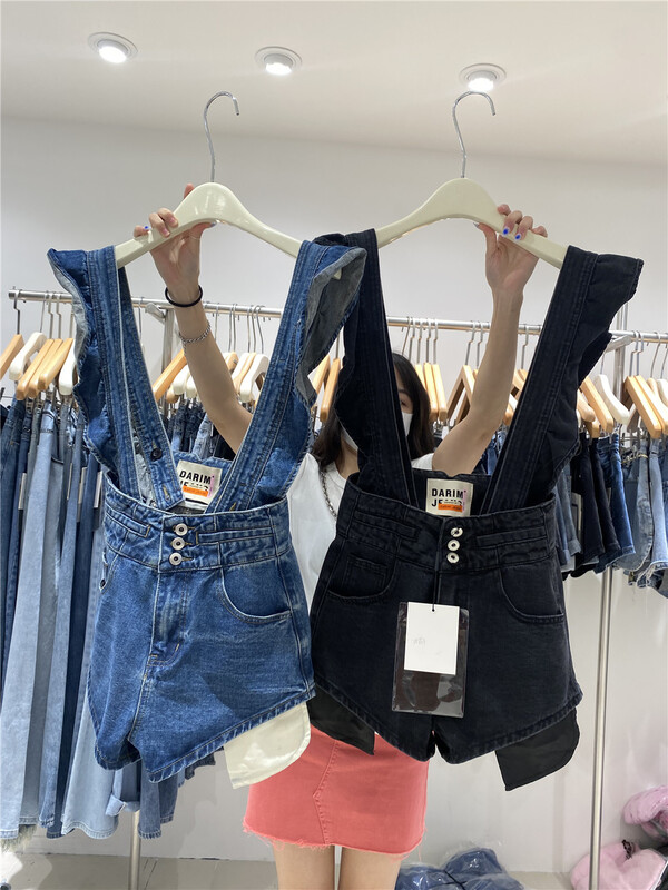 [o not 1] Korean casual high waist denim suspenders w863\lsw