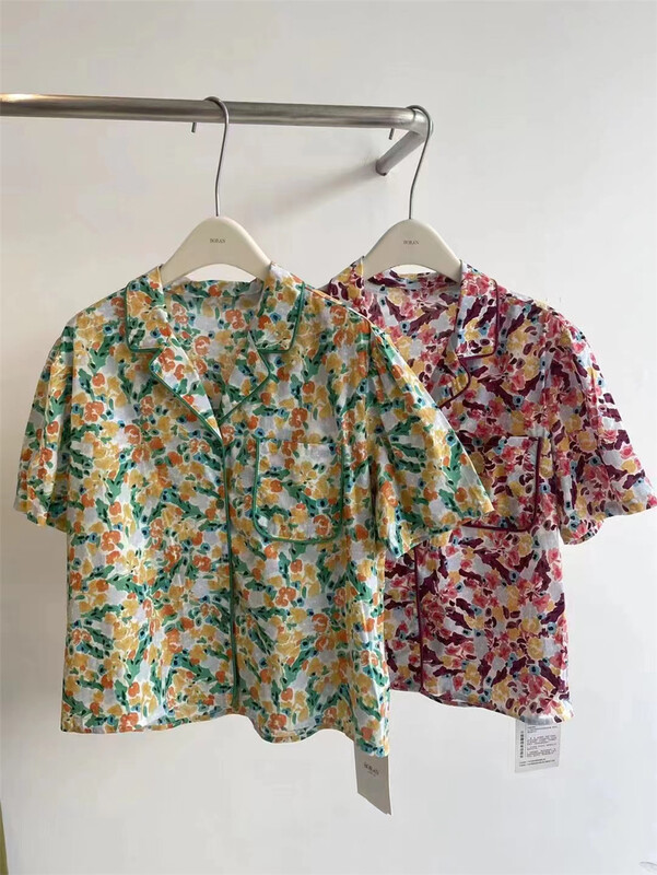 【 Boran silk ran 】 broken flower gentle aging shirt 7292\lsw