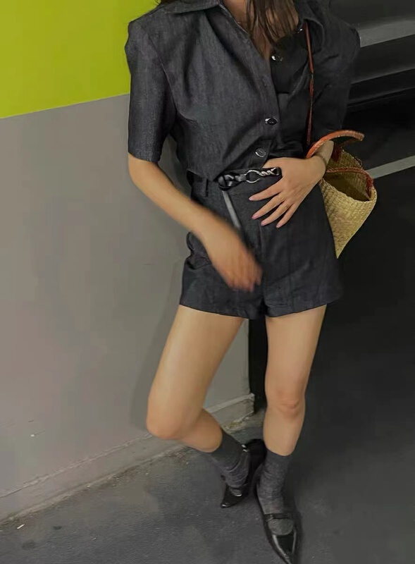 [c.h.z] simple casual single breasted suit + versatile basic comfortable casual short suit (with belt) 90935\wtt