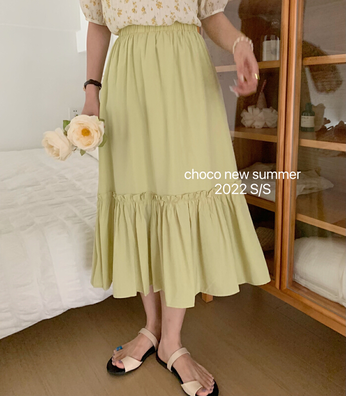 [choco] Korean high waist solid lace skirt 8362\hbx