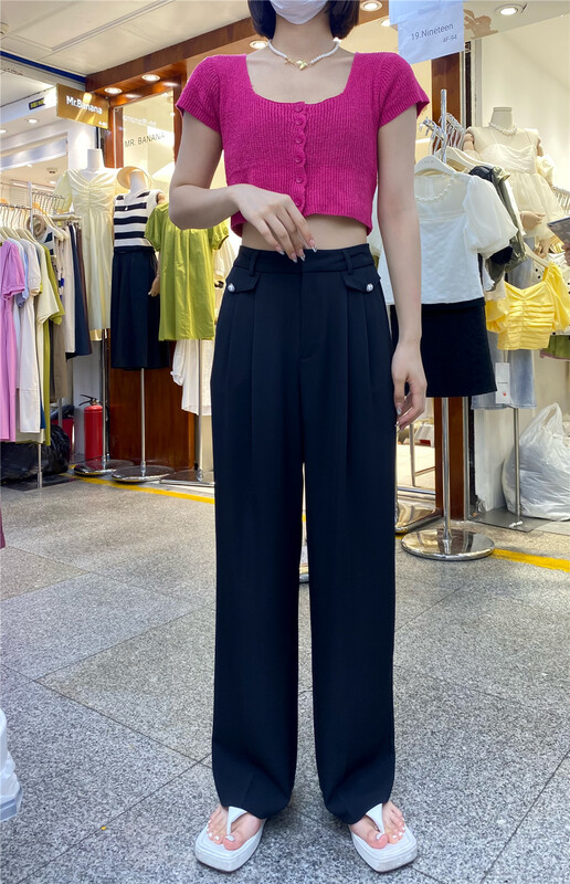 [e-wo] simple and versatile wide leg casual pants 2298\lsw