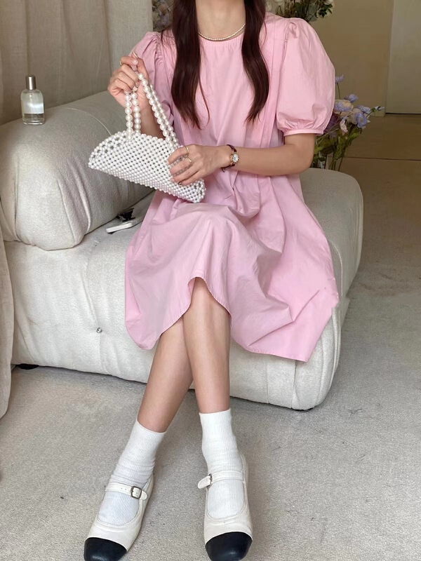 [A-One] round neck Korean fresh simple dress 9931\lsw