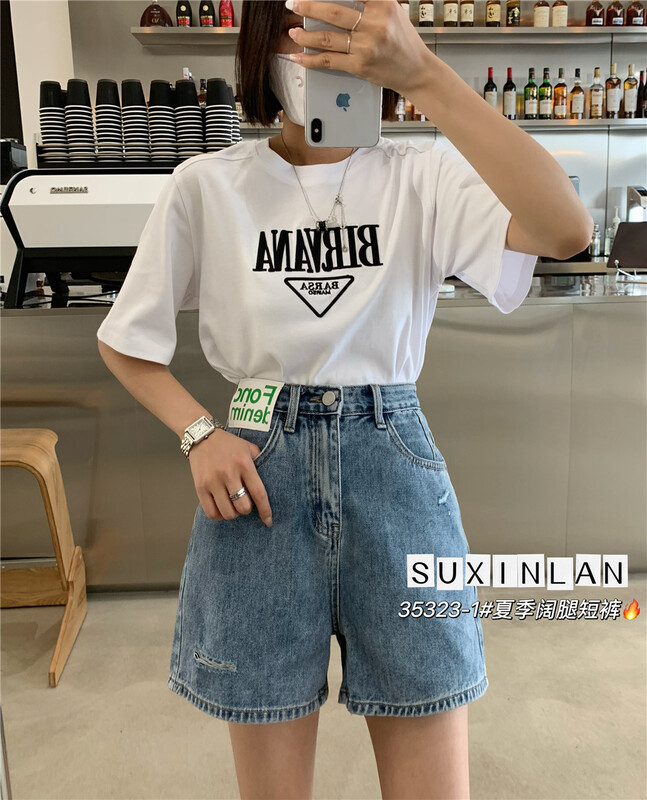 [suxinlan] personalized loose Wide Leg Denim Shorts 35323\lsl