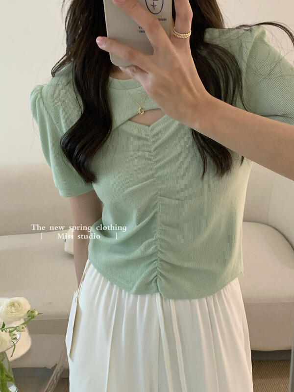 [miss miss home] careful machine pleated hollow out sweater f2206\zsy