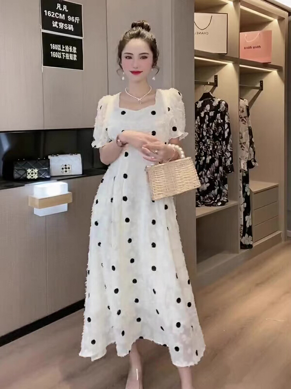 [Kiki studio] fashion slim polka dot dress 6066\hjy