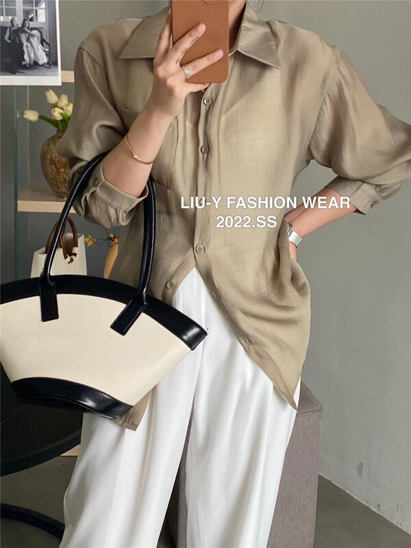 [liu.y] pocket solid color loose sunscreen shirt 0655\zjy