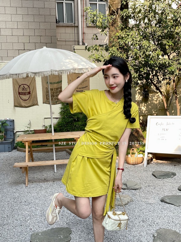 [Sze] irregular bandage waist knit dress 20169