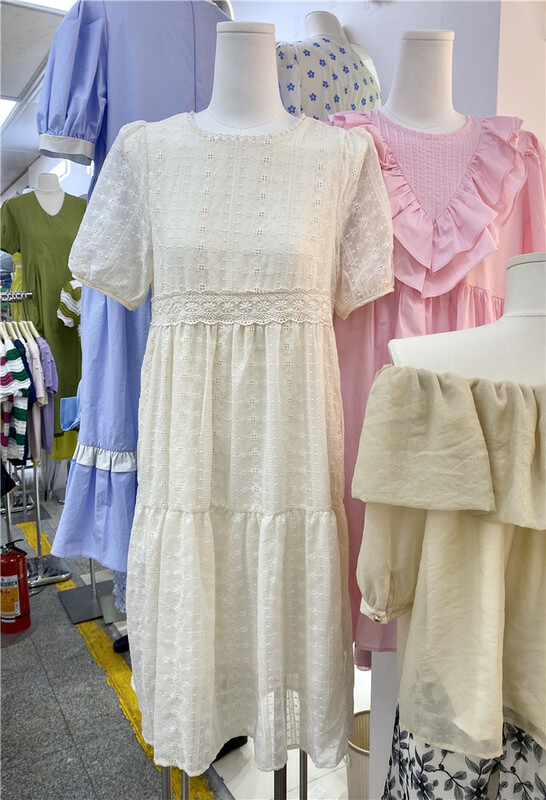 [wanwan] round neck temperament age reduced embroidery dress 6653\hbx