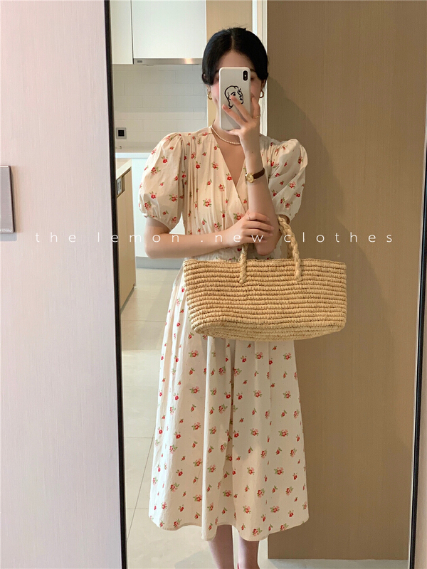 [lemon green tea] Korean Ladies' floral dress ys1-0261\hjy