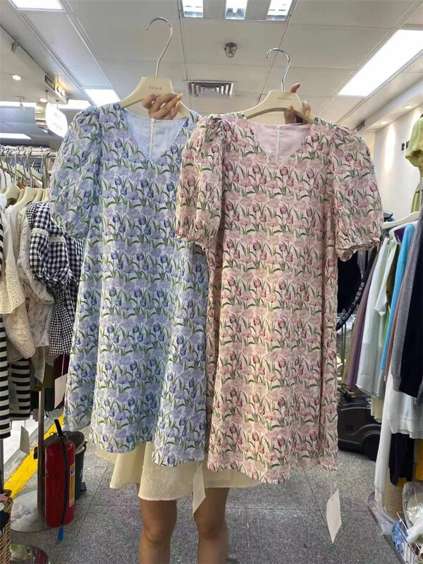 [Susan] V-neck soft French dress 18883\lsw