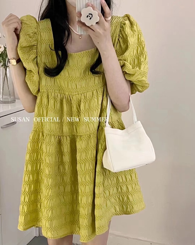 [Susan] square collar Korean simple dress 18881\lsw