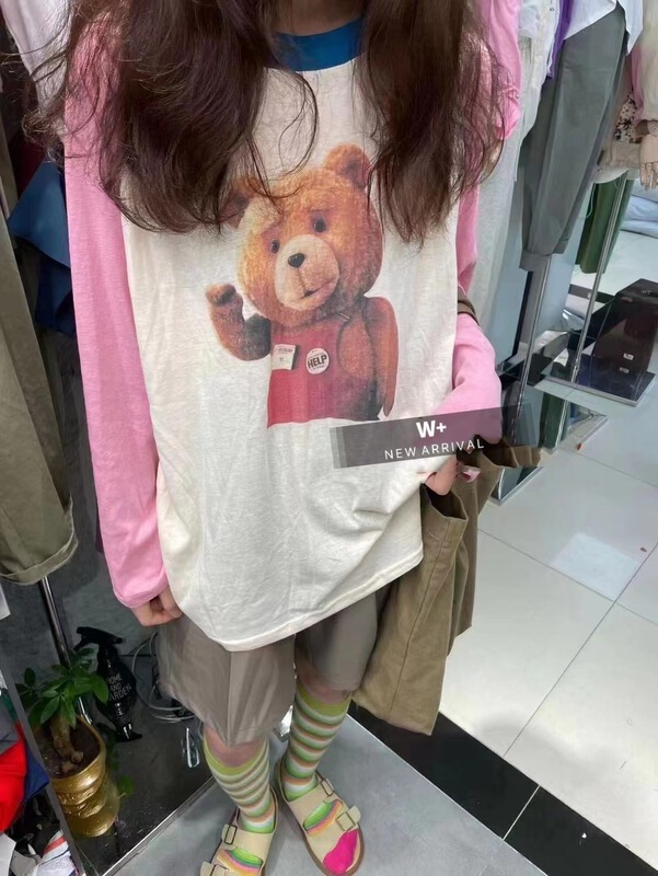[w+] little bear print Pullover sunscreen shirt 5109\wtt