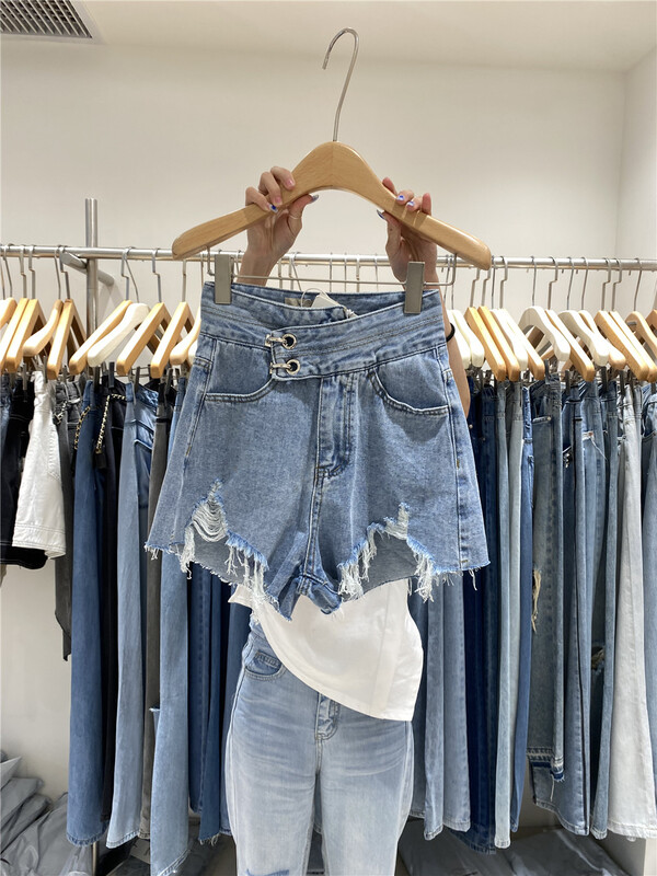 [o not 1] design sense Vintage thin denim shorts w888\lsw