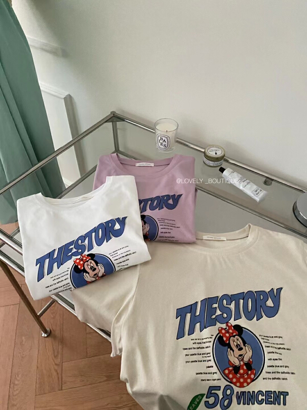 【 love 】 Korean casual and versatile cartoon printed short sleeve T-shirt z1137\hbx