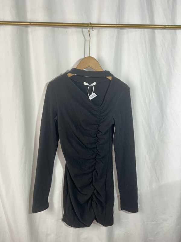[Yi show store] V-neck pleated design Vintage Dress 1485\cl
