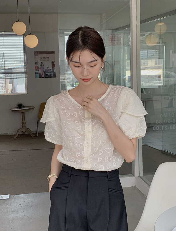 [miss miss home] Korean style small shirt F2258 with loving temperament on both sides