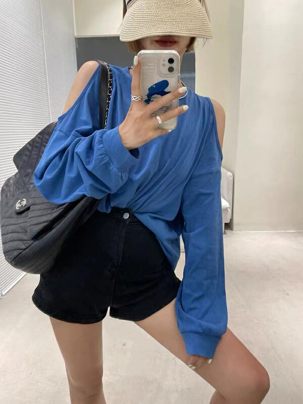 [rainbow] shoulder leakage clean casual loose sunscreen shirt 08199\wtt