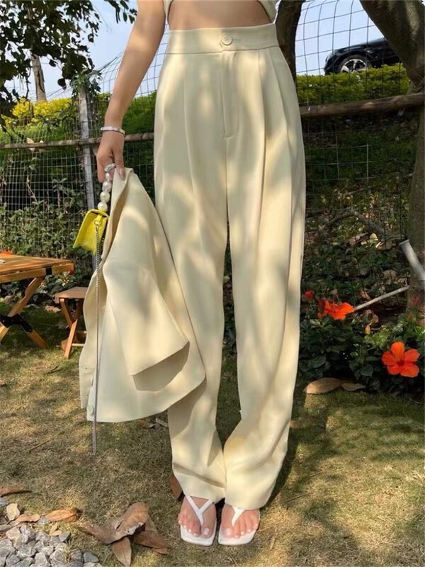 [grapefruit] Korean version simple high waist and wide leg pants 1816\hjy