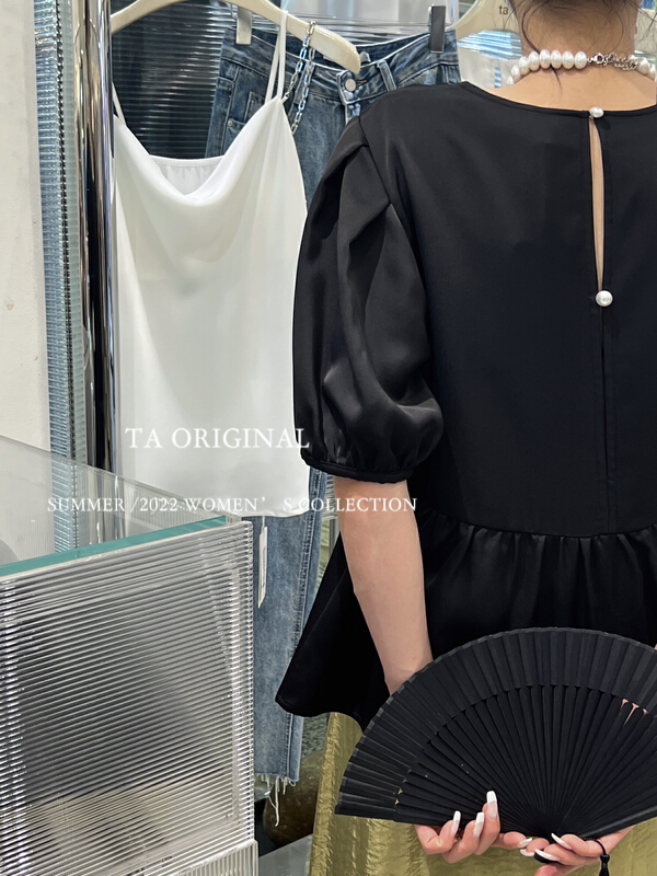[TA] temperament back pearl button shirt 5517\ll