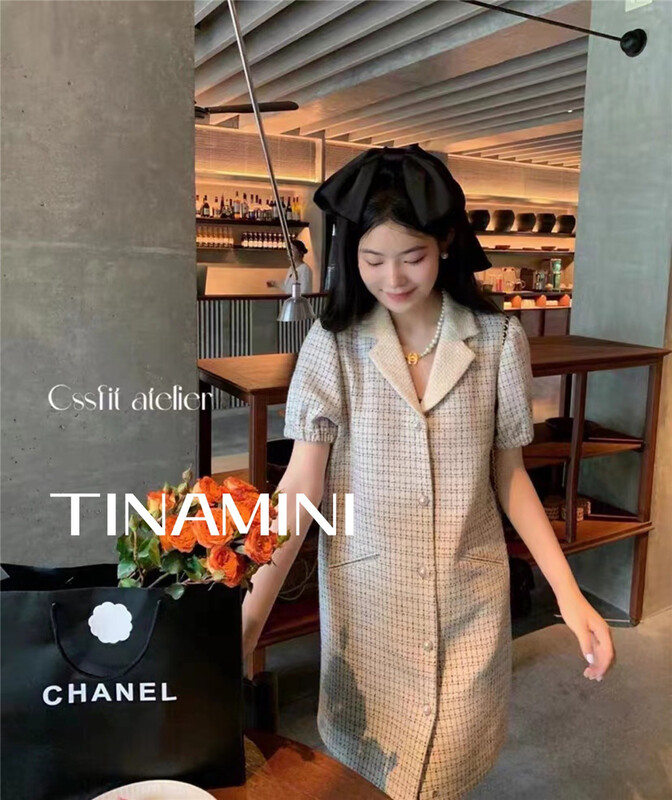 [tinamini] temperament Korean version small fragrance straight dress 0220\hjy