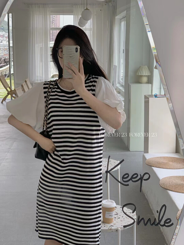 [forever23] contrast color lazy ice silk dress a1093\hjy