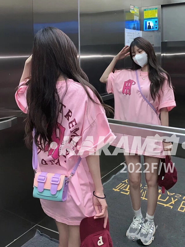 [kakamee] European and American high street retro letters short sleeve T-shirt 5026