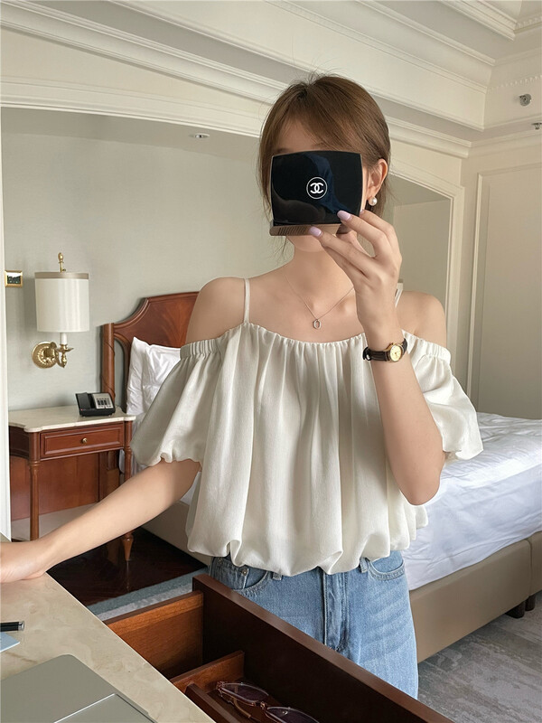 [feeding] small sexy off shoulder versatile suspender shirt 7919-d5\cls