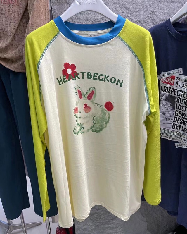 [w+] casual rabbit printed long sleeve sunscreen shirt 5023\wtt