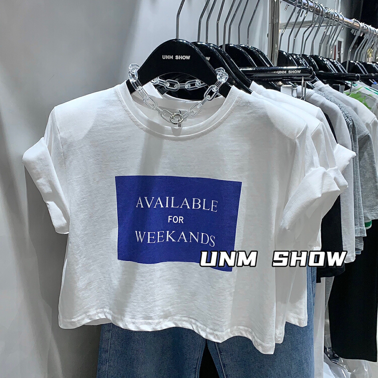 [unm-show] block print short fashion short sleeve T-shirt 6313\wtt