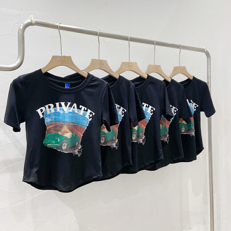 [ycnana] Korean casual car printed short sleeve T-shirt 98162\lsw