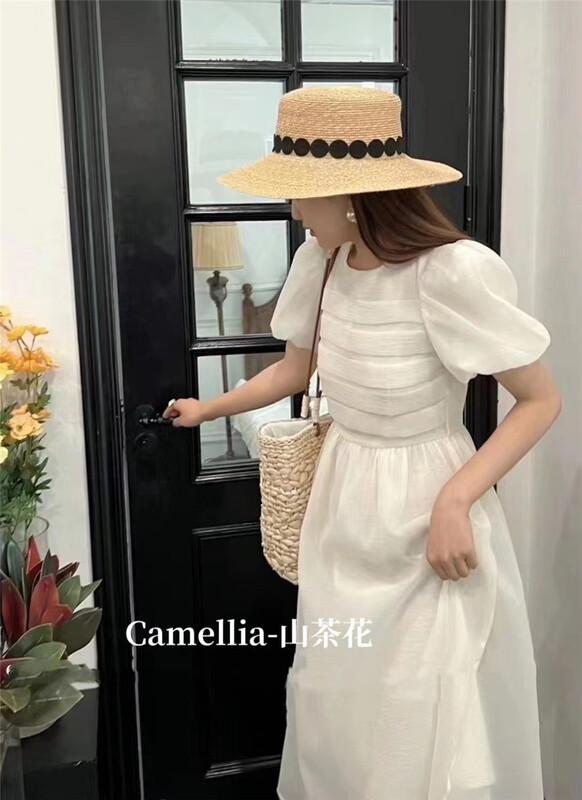 【 Camelia 】 Korean version lady square neck high waist dress ys1-838\hjy