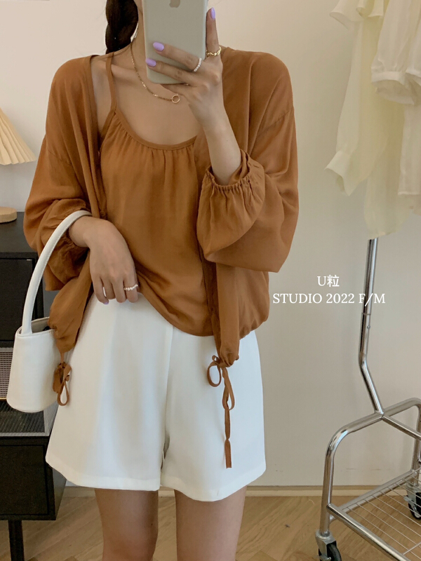 [U grain] ice sense Tencel suspender + versatile basic comfortable ice silk sunscreen suit 70109\hbx