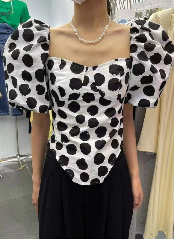 [Zola] fashion wave point square neck slim shirt 3234\lsw