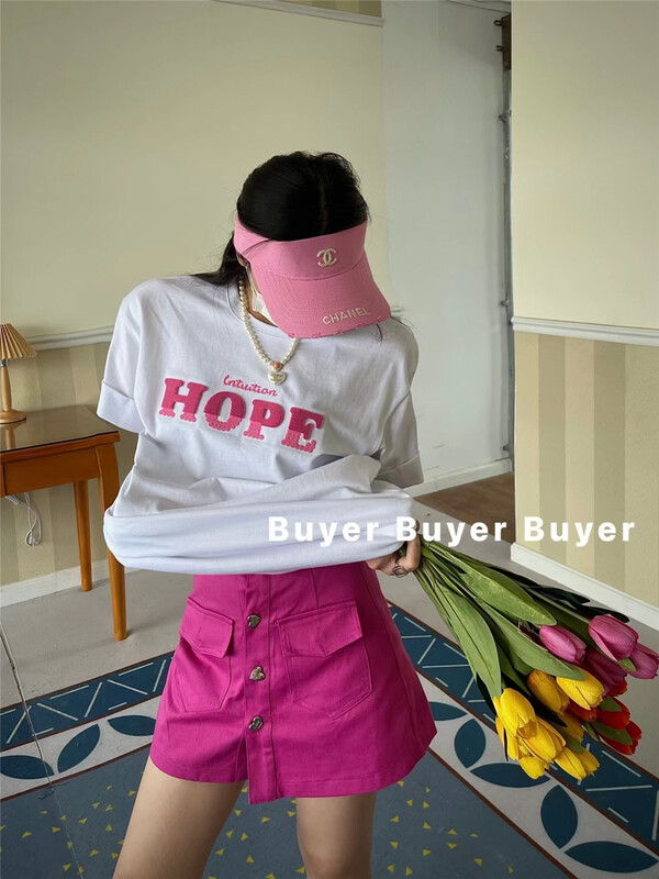 [buyer] three dimensional letters loose cover short sleeve T-shirt 0507\wtt