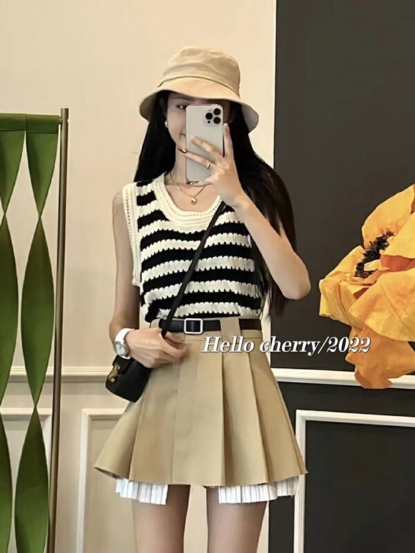 [Hello cherry] striped loose fit vest / sling 11105\wtt