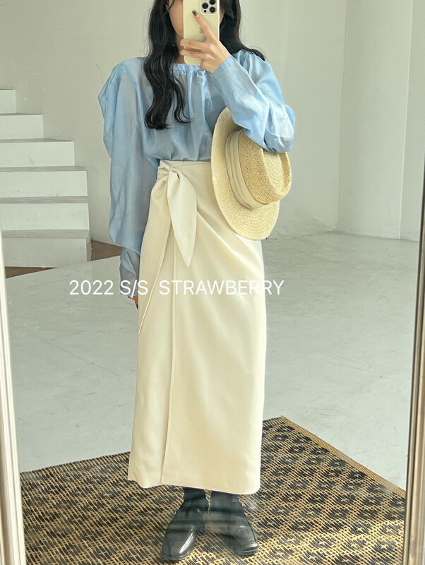 [strawberry] one side slim solid color skirt s813-1\l