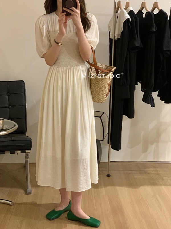 [m.zi studio] gentle wind closing waist thin dress 16151\hbx